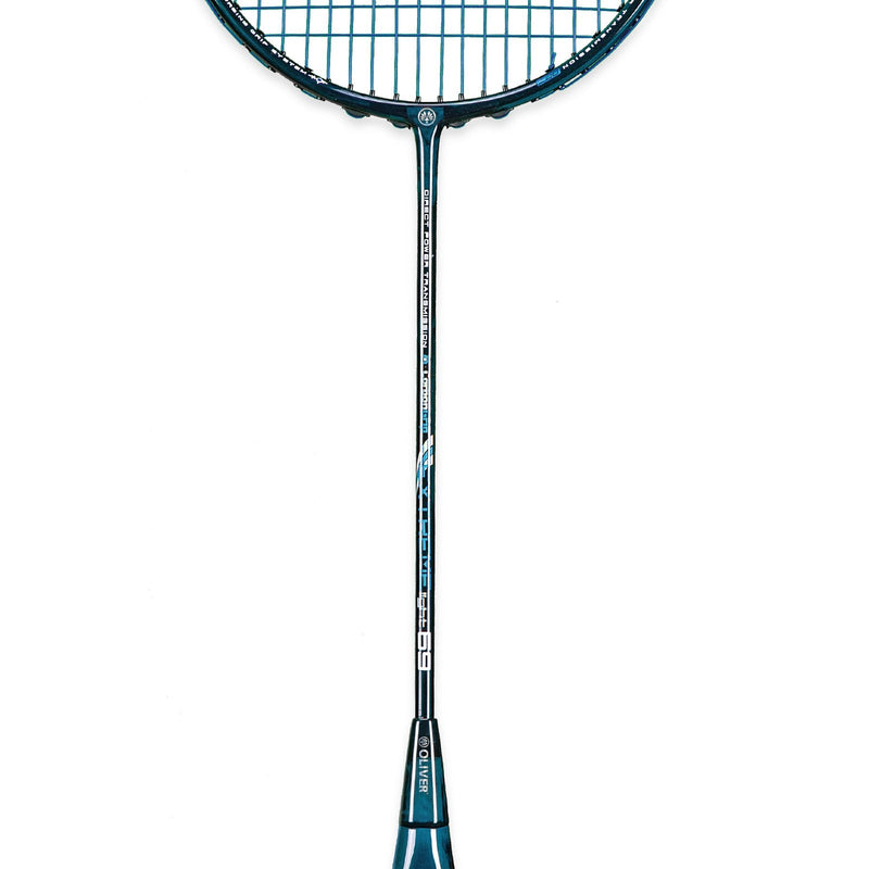 OLIVER EXTREME 69 Light Badminton Racket, dark blue racket with dark blue grip on a white background
