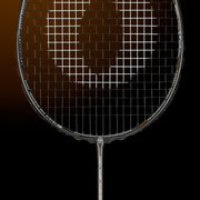 OLIVER EXTREME 69 Power Badminton Racket, grey racket with brown design on a dark brown background