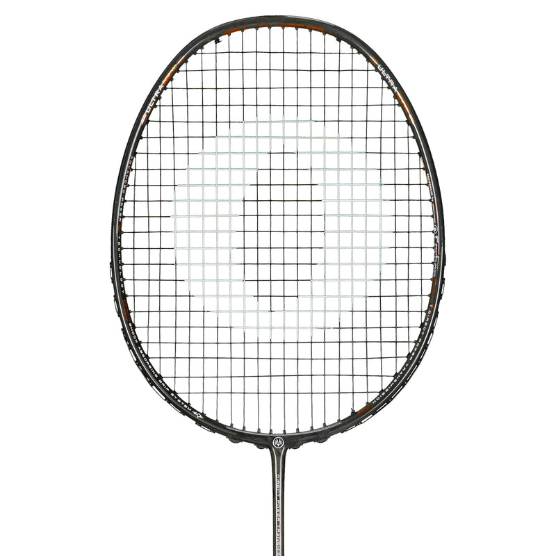 OLIVER EXTREME 69 Power Badminton Racket, grey racket with brown design on a white background