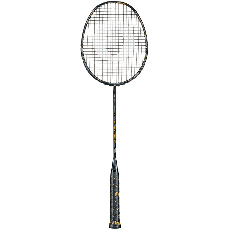 OLIVER badminton racket, Extreme 75 model, black racket with a black grip against a white background
