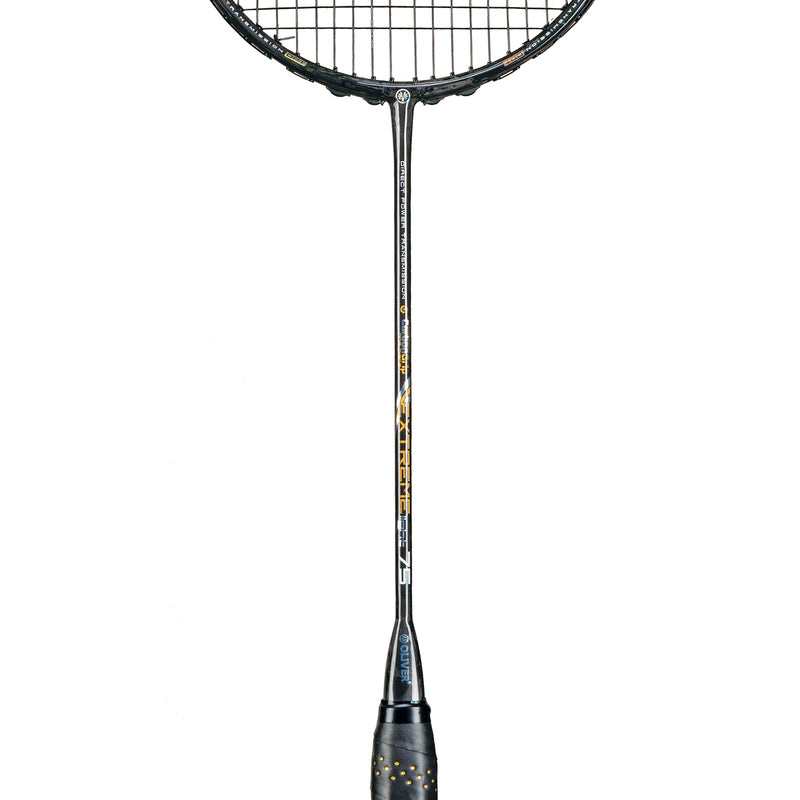 OLIVER badminton racket, Extreme 75 model, with a black handle against a white background