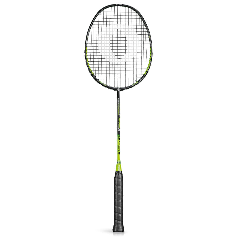 OLIVER Badminton Racket Model Fetter Smash 6, black racket with green design and black grip against a white background