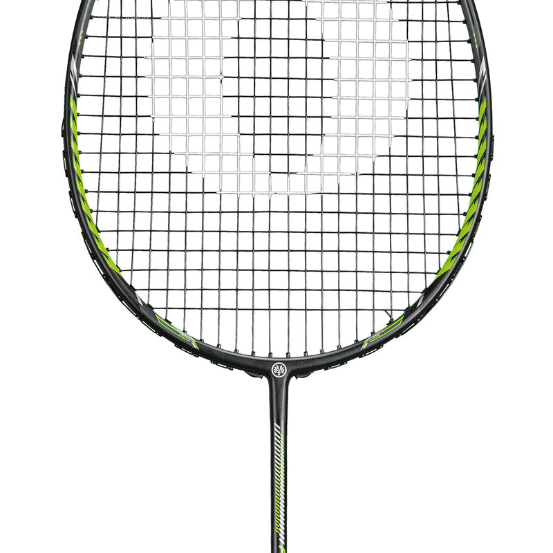 OLIVER Badminton Racket Model Fetter Smash 6, black racket with green design against a white background