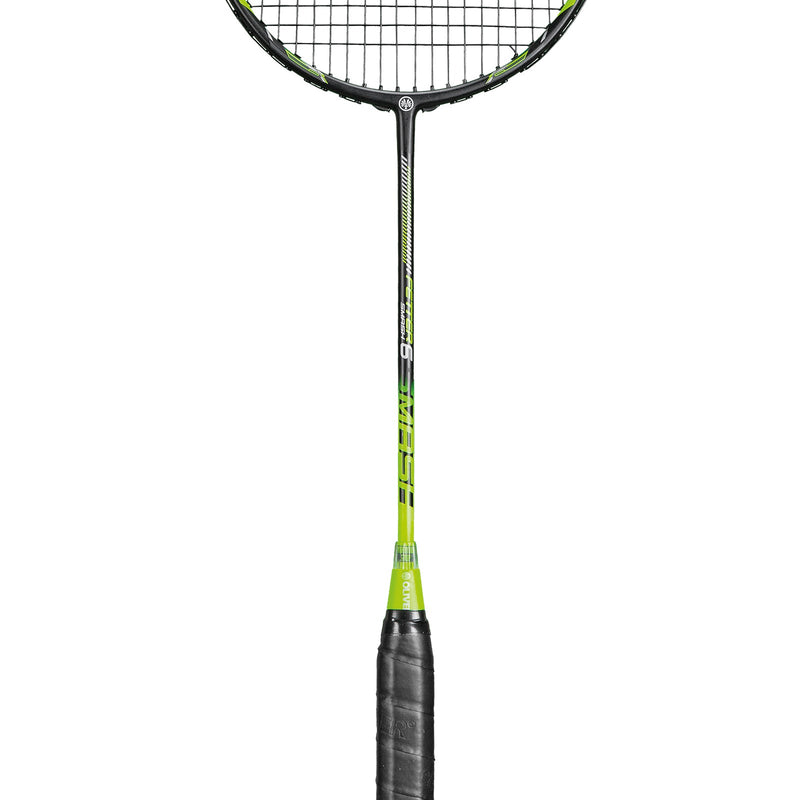 OLIVER Badminton Racket Model Fetter Smash 6, black racket with green design and black grip against a white background