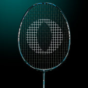 OLIVER Omex 710 Badminton Racket, black racket with blue design on a dark blue background