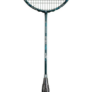 OLIVER Omex 710 Badminton Racket, black racket with blue design and black grip on a white background
