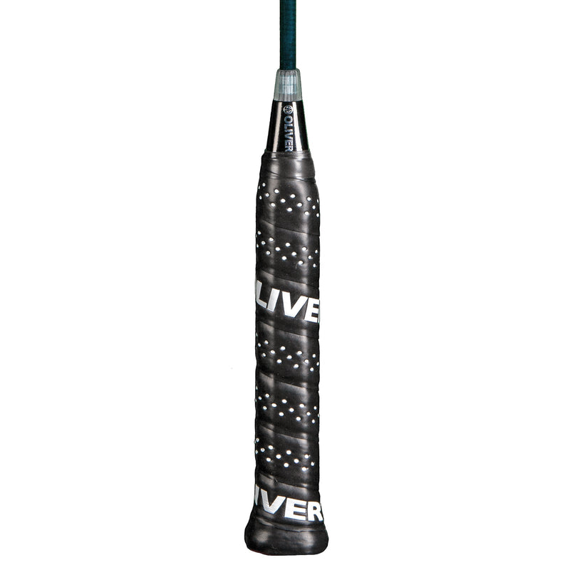 OLIVER Omex 710 Badminton Racket, black grip on a white background