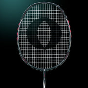 OLIVER Phantom X9 Badminton Racket, black and white racket on a dark background