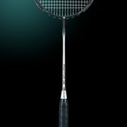 OLIVER Phantom X9 Badminton Racket, black and white racket with black grip on a dark background