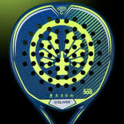 OLIVER AIR MAX 300 Padel Racket, blue with yellow design on a black background