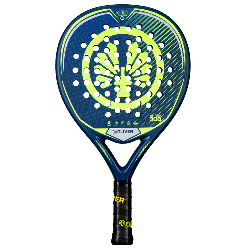 OLIVER AIR MAX 300 Padel Racket, blue with yellow design on a white background