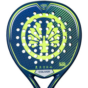 OLIVER AIR MAX 300 Padel Racket, blue with yellow design on a white background