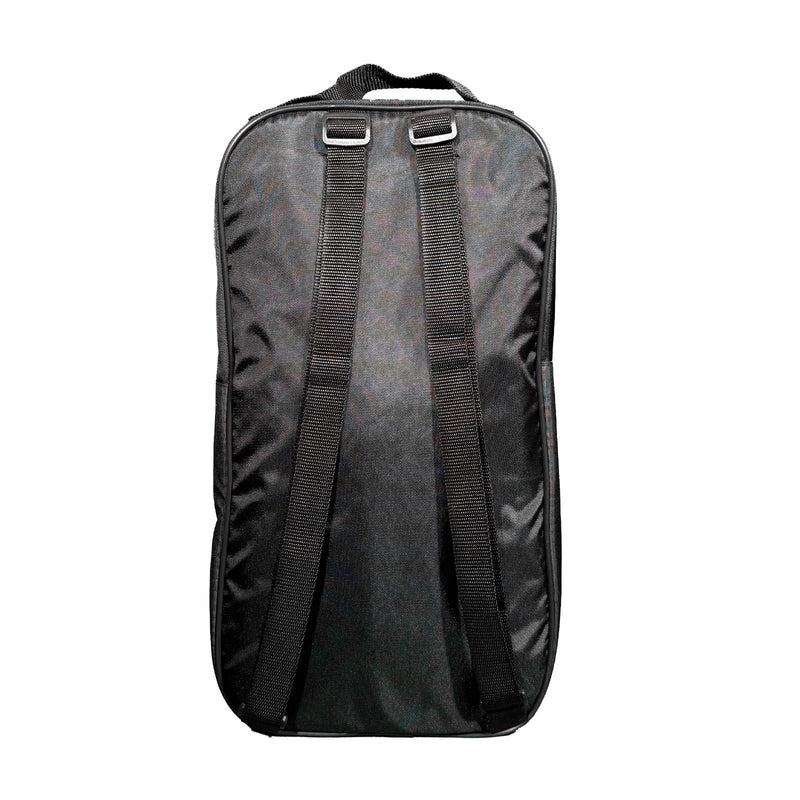 Black OLIVER pickleball bag, viewed from the back, with two shoulder straps.