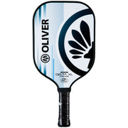 OLIVER Delta XL Control Pickleball Paddle White/Grey, white with black and blue design on a white background