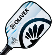 OLIVER Delta XL Control Pickleball Paddle White/Grey, white with black and blue design on a white background