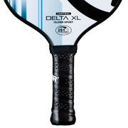 OLIVER Delta XL Control Pickleball Paddle White/Grey, white with black and blue design on a white background