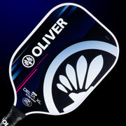 OLIVER Delta XL Lite Pickleball Paddle Purple/Pink, black with white and pink design on a dark blue background