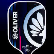 OLIVER Delta XL Lite Pickleball Paddle Purple/Pink, black with white and pink design on a dark blue background