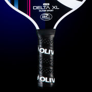 OLIVER Delta XL Lite Pickleball Paddle Purple/Pink, black with white and pink design on a dark blue background