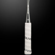 OLIVER APEX 5.0 Pro Squash Racket, white grip on a dark grey background