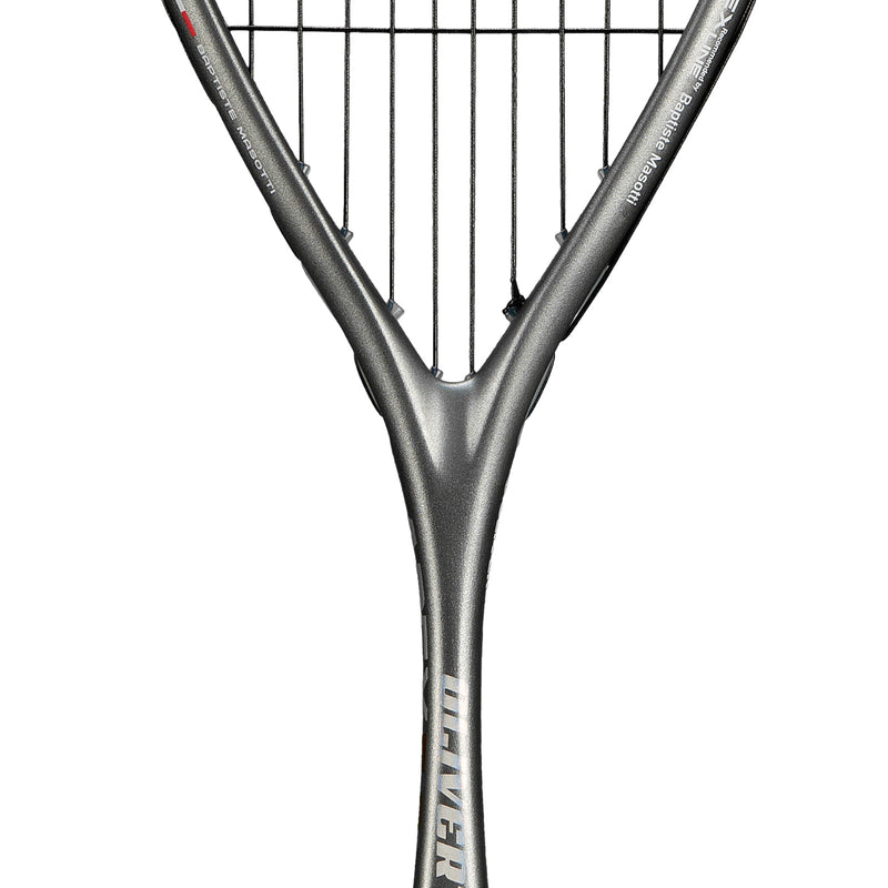 OLIVER APEX 5.0 Pro Squash Racket, silver racket on a white background
