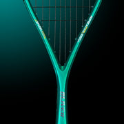 OLIVER APEX 920 CE Squash Racket, mint green racket on a dark teal background