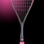OLIVER Fuchsia Squash Racket, black and pink squash frame on a dark background