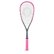 OLIVER Fuchsia Squash Racket, black and pink squash racket with pink grip on a white background