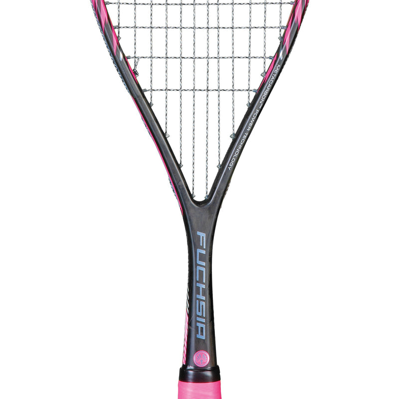 OLIVER Fuchsia Squash Racket, black and pink squash frame on a white background