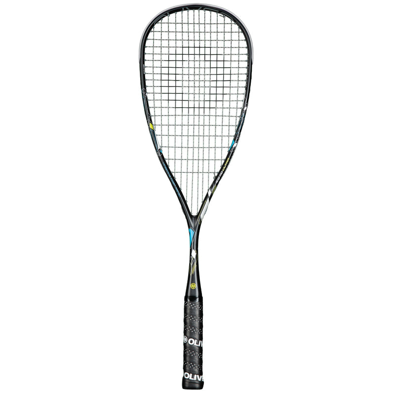 OLIVER Squash Racket Model ICQ 110 Ultra, black racket with black grip against a white background