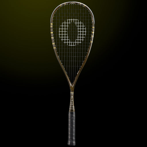 OLIVER ORC-A Supralight Squash Racket, black racket with black grip on a dark green background
