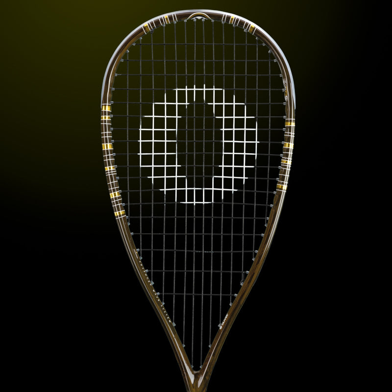 OLIVER ORC-A Supralight Squash Racket, black racket on a dark green background