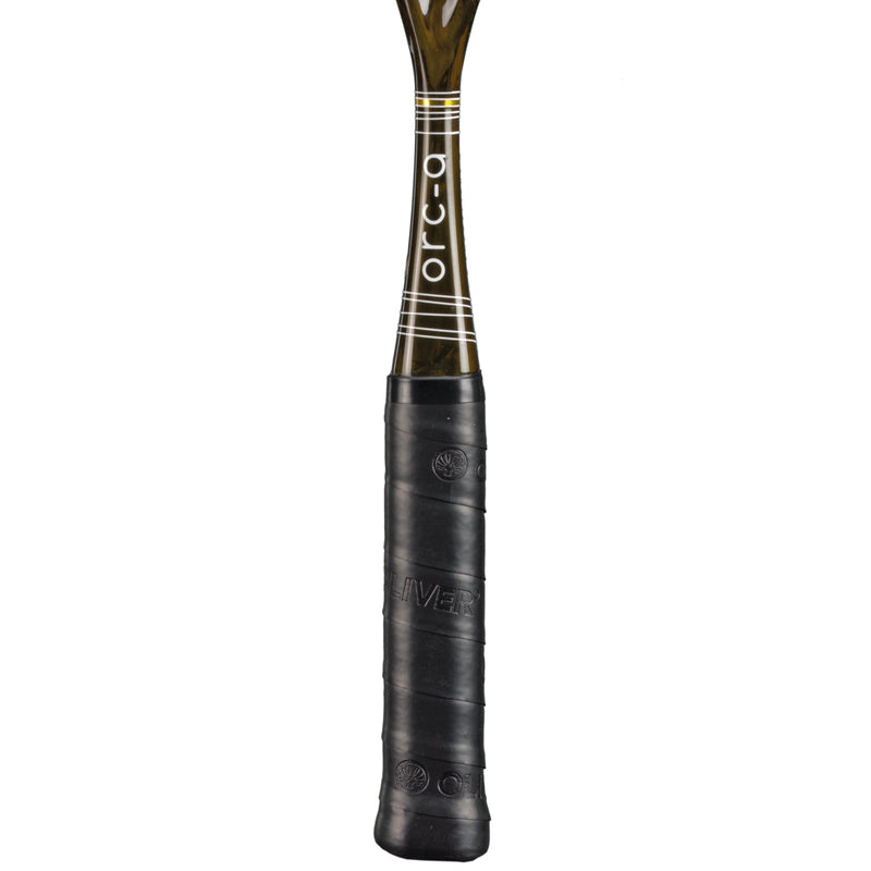 OLIVER ORC-A Supralight Squash Racket, black grip on a white background