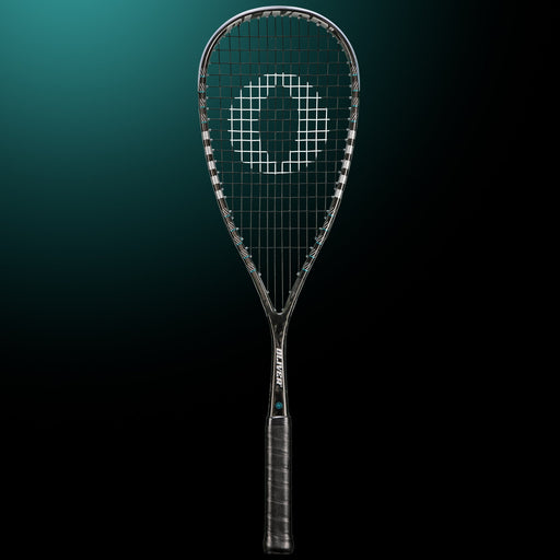 OLIVER Pure 6 Squash Racket, black racket with black grip on a dark green background