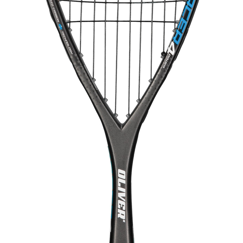 OLIVER Racer 4 Squash Racket, black racket with orange frame on a white background