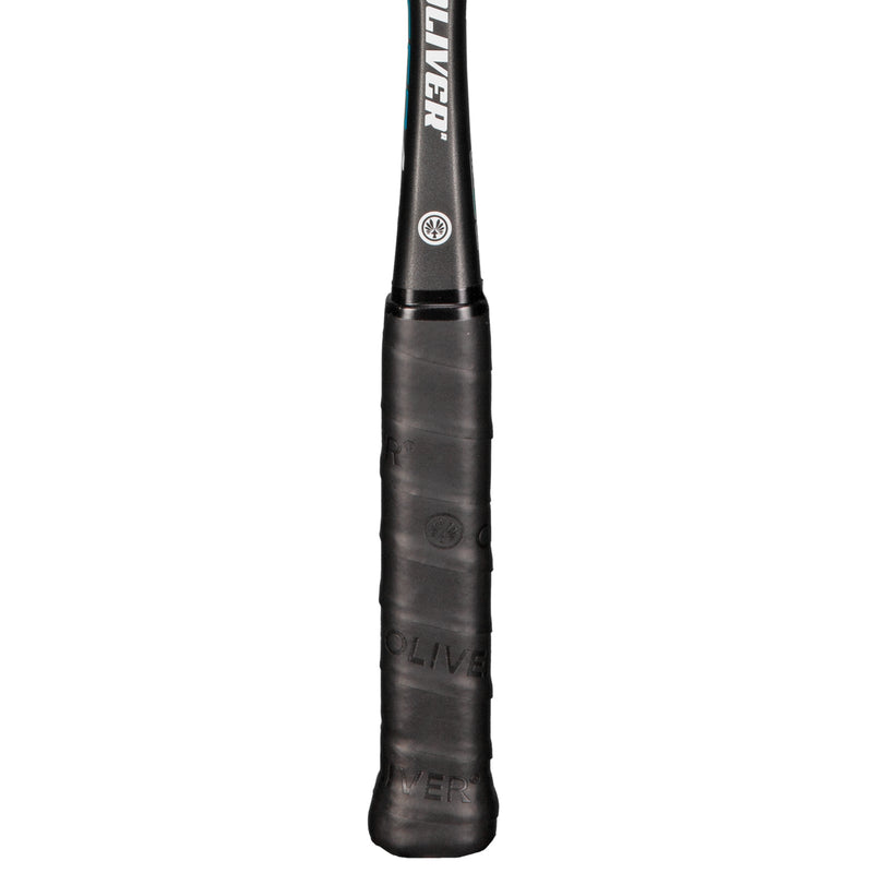 OLIVER Racer 4 Squash Racket, black grip on a white background