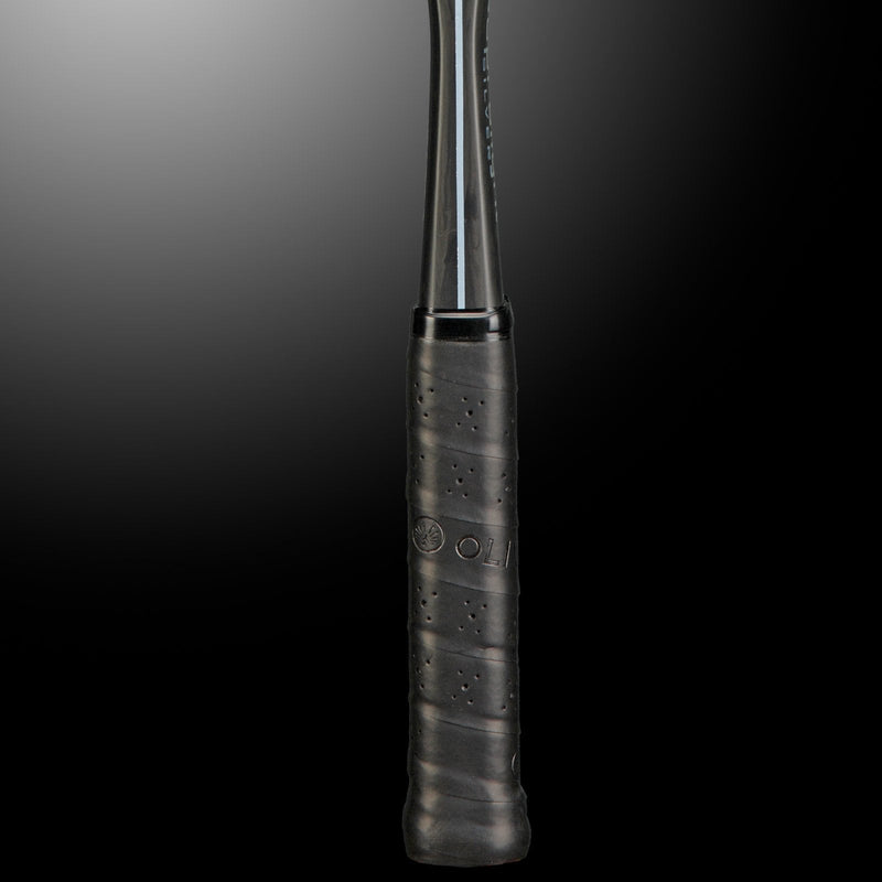OLIVER Supralight Squash Racket, black grip on a dark grey background