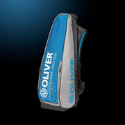 OLIVER Long Backpack, blue-grey with a striking design and multiple zip pockets, perfect as a racket bag or for storing badminton, squash, padel and pickleball gear