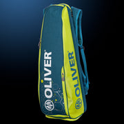 OLIVER Long Backpack, green with a striking design and multiple zip pockets, perfect as a racket bag or for storing badminton, squash, padel and pickleball gear