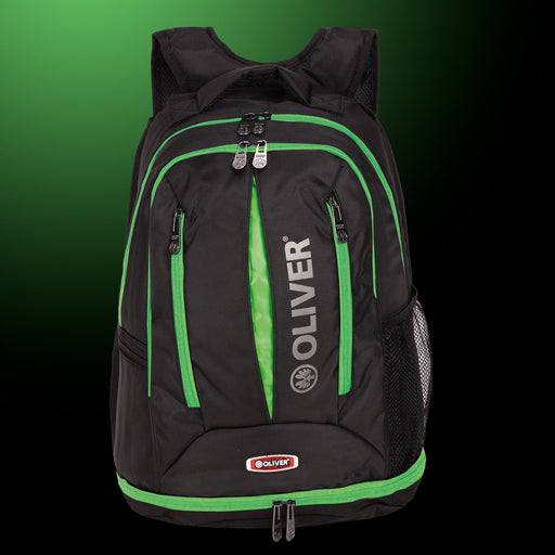 OLIVER Sports Backpack TS Black/Green, black with green accents, ideal for badminton, squash and padel gear