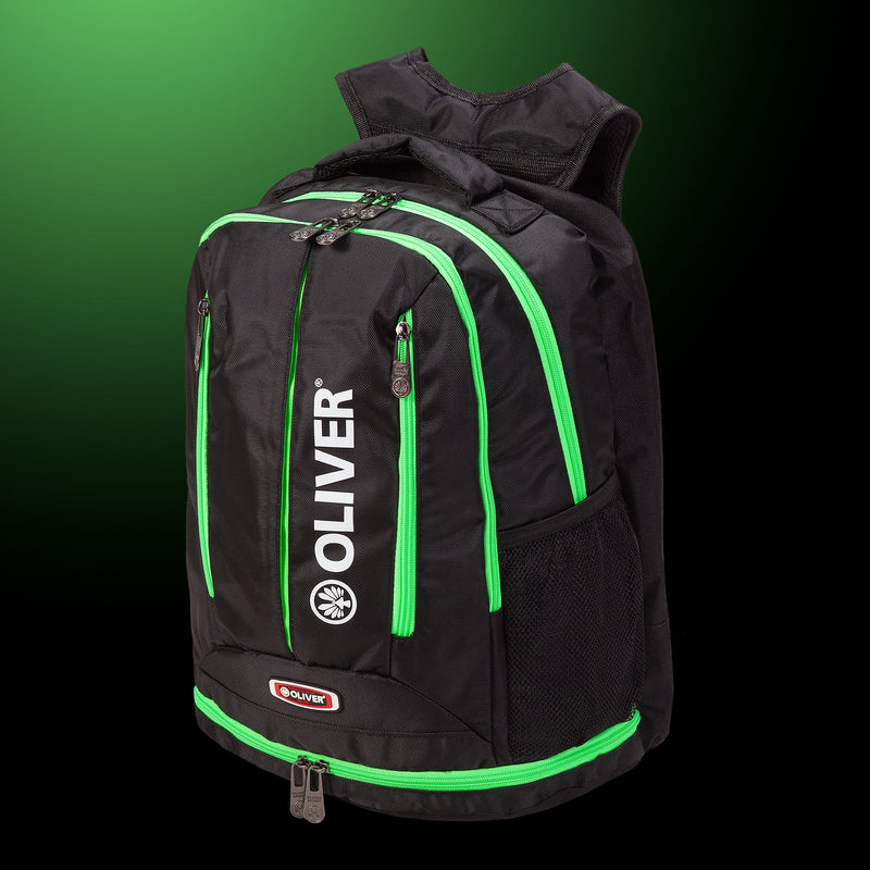 OLIVER Sports Backpack TS Black/Green, black with green accents, ideal for badminton, squash and padel gear